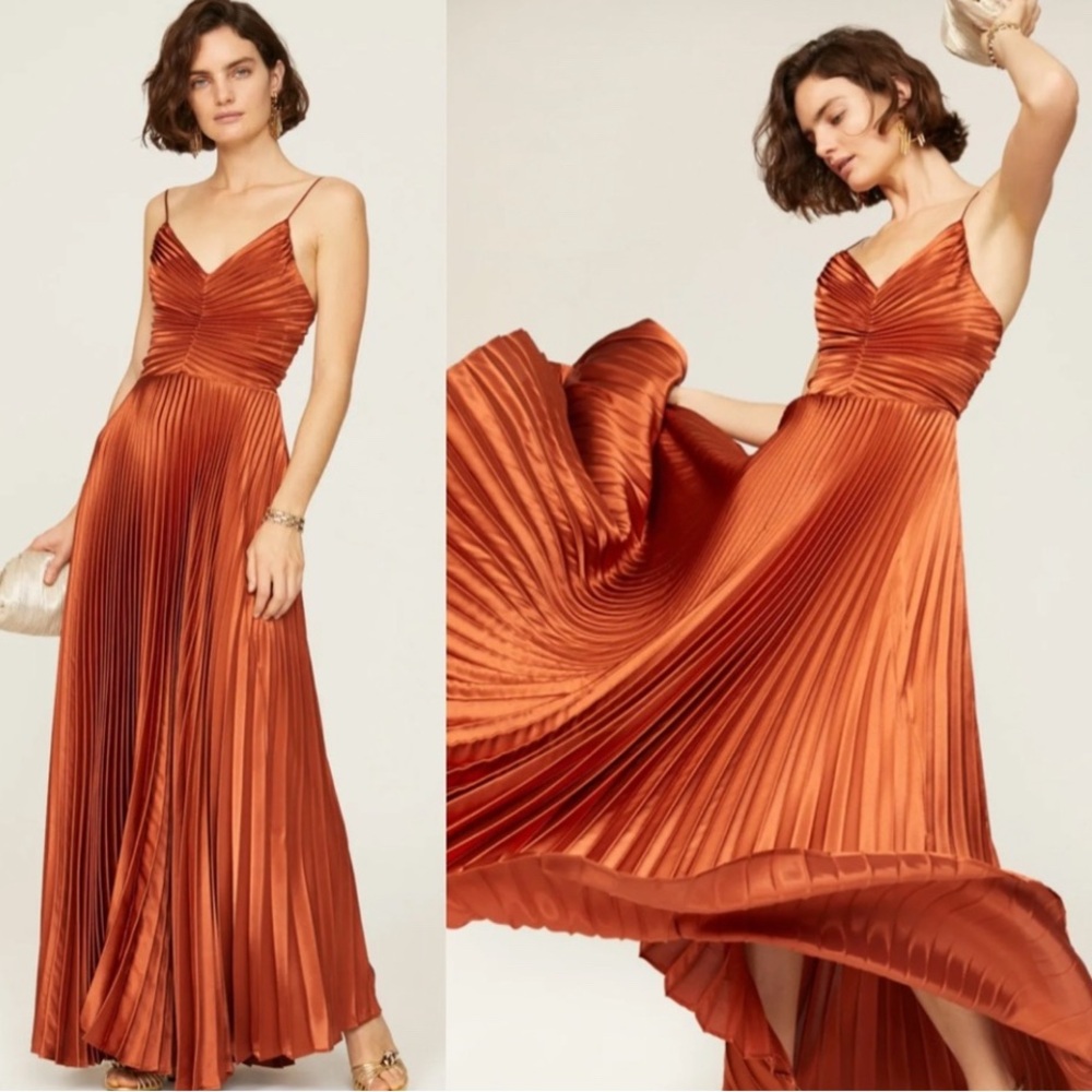 $$$ STUNNING DESIGNER RUST PLEATED  DRESS ❤️